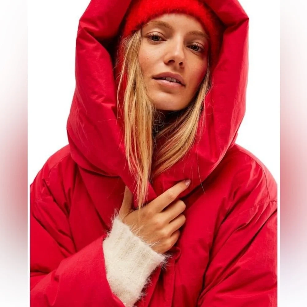 Free People Red Puffer Jacket - Picture 1 of 7